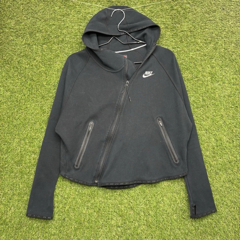 Nike Tech Fleece Hoodie Womens Medium Butterfly Full Zip Up Black 617358-660